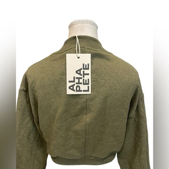 alphalete Olive Green Bolero Cardigan Size:L NWT - Picture 6 of 7